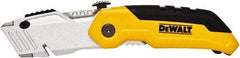 DeWALT - Fixed Folding Utility Knife - 2-1/2" Bi-Metal Blade, Yellow & Black Metal Handle, 1 Blade Included - A1 Tooling