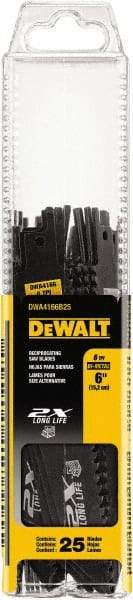 DeWALT - 6" Long x 1" Thick, High Speed Steel Reciprocating Saw Blade - Tapered Profile, 6 TPI, Toothed Edge, Universal Shank - A1 Tooling