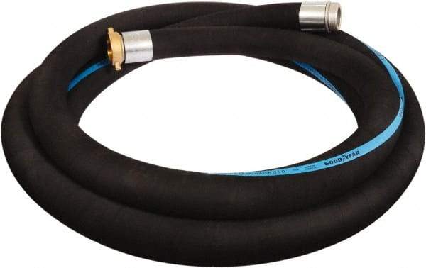 Alliance Hose & Rubber - 4" ID x 4.45 OD, 150 Working psi, Black Synthetic Rubber Water & Discharge Hose - Male x Female NPSH Ends, 20' Long, -25 to 200°F - A1 Tooling