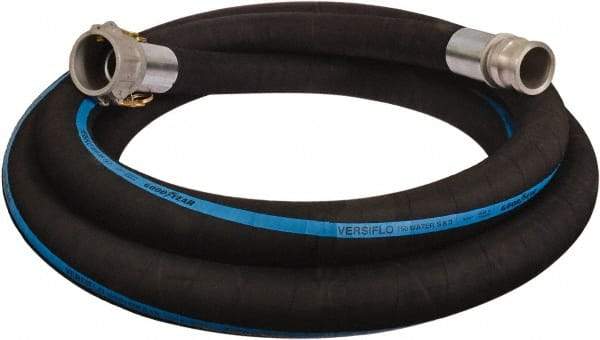 Alliance Hose & Rubber - 3" ID x 3.42 OD, 150 Working psi, Black Synthetic Rubber Water & Discharge Hose - Male x Female Camlock Ends, 20' Long, -25 to 200°F - A1 Tooling