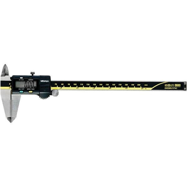 Mitutoyo - 0 to 8" Range 0.01mm Resolution, Electronic Caliper - Steel with 50mm Carbide-Tipped Jaws, 0.001" Accuracy - A1 Tooling