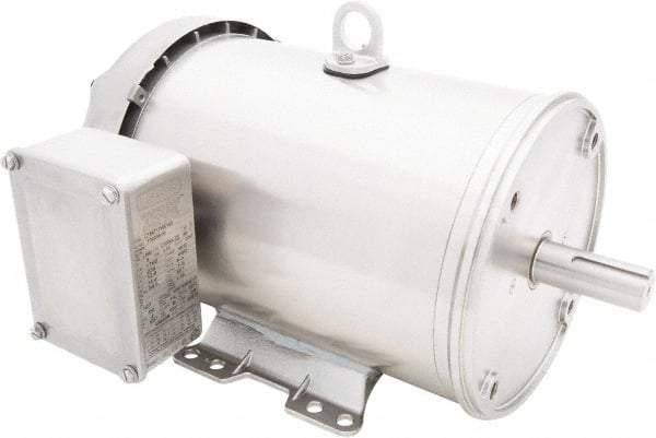 Leeson - 5 Max hp, 1,800 Max RPM, Premium Efficient Electric AC DC Motor - 230/460 V Input, Three Phase, 184TC Frame, C-Face with Base Mount, TEFC Enclosure - A1 Tooling