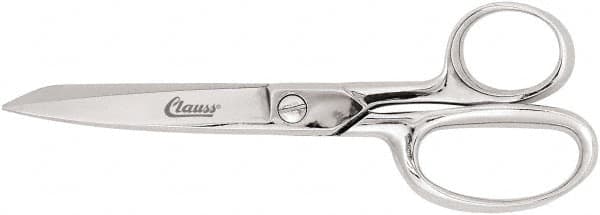 Clauss - 3" LOC, 6" OAL Chrome Plated Straight Trimmers - Steel Straight Handle, For Paper, Fabric - A1 Tooling