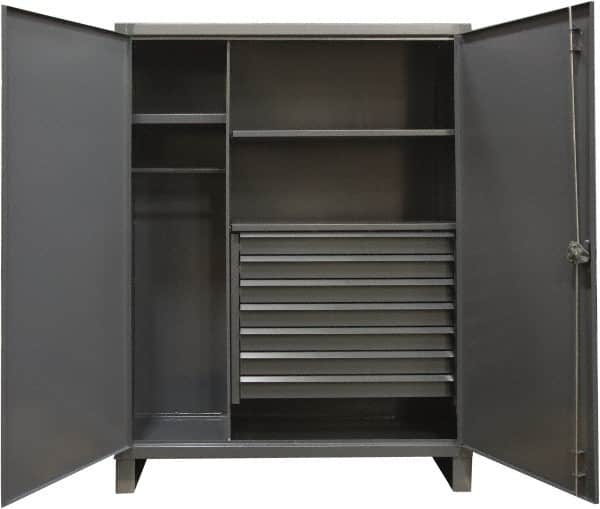 Durham - 3 Shelf Combination Storage Cabinet - Steel, 60" Wide x 24" Deep x 78" High, Gray - A1 Tooling