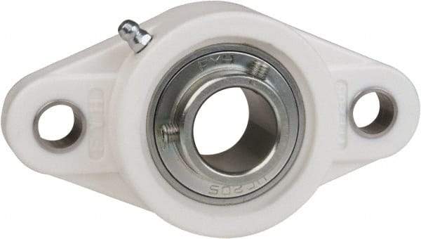 Value Collection - 1-7/16" ID, 6-15/32" OAL x 1-3/4" OAH 2-Bolt Flange Mounted Bearing - 3,462 Lb Static Cap, 5,777 Lb Dyn Cap, 5-1/8" Btw Mnt Hole Ctrs, 3/4" Base-to-Ctr Ht, Thermoplastic - A1 Tooling