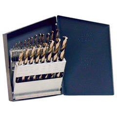 ‎1/16-3/8 RHS / RHC HSS 135 Degree Split Point Heavy Duty Jobber Length Drill Set - TiN - Exact Industrial Supply