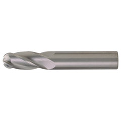 7/16″ Dia. × 7/16″ Shank × 3″ DOC × 6″ OAL, Carbide Bright, Spiral , 4 Flute, CW Helix, Round, Ballnose End Mill - Exact Industrial Supply