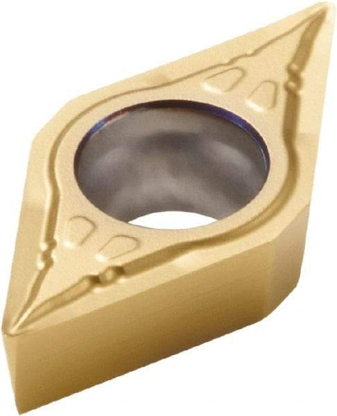 Seco - DCMT21.52 F1 Grade CP500 Carbide Turning Insert - TiAlN/TiN Finish, 55° Diamond, 1/4" Inscr Circle, 3/32" Thick, 1/32" Corner Radius - A1 Tooling