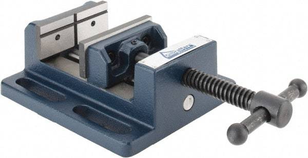 Gibraltar - 3" Jaw Opening Capacity x 1-1/8" Throat Depth, Horizontal Drill Press Vise - 3" Wide Jaw, Stationary Base, Standard Speed, 6-9/16" OAL x 2-7/16" Overall Height, Cast Iron - A1 Tooling