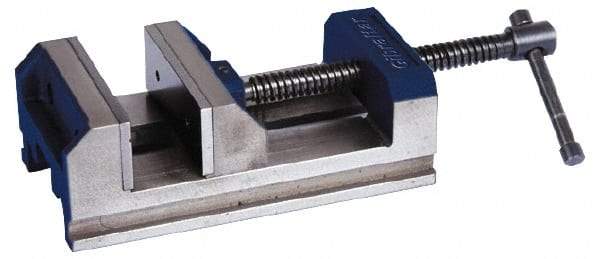 Gibraltar - 6" Jaw Opening Capacity x 2" Throat Depth, Horizontal Drill Press Vise - 6" Wide x 2" High Jaw, Stationary Base, Standard Speed, 11-15/16" OAL x 3-1/2" Overall Height - A1 Tooling