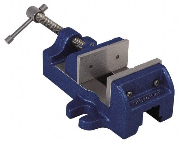 Gibraltar - 3" Jaw Opening Capacity x 1-1/2" Throat Depth, Horizontal Drill Press Vise - 3" Wide Jaw, Stationary Base, Standard Speed, 8-1/4" OAL, Cast Iron - A1 Tooling