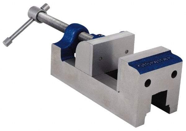 Gibraltar - 1-5/8" Jaw Opening Capacity x 1" Throat Depth, Horizontal Drill Press Vise - 1-1/2" Wide Jaw, Stationary Base, Standard Speed, 5" OAL, Cast Iron - A1 Tooling