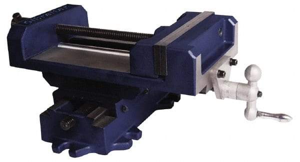 Gibraltar - 3" Jaw Opening Capacity x 1-1/8" Throat Depth, Horizontal Drill Press Vise - 3" Wide Jaw, Cross Slide Base, Standard Speed, 5-1/2" OAL x 5-5/8" Overall Height, Cast Iron - A1 Tooling