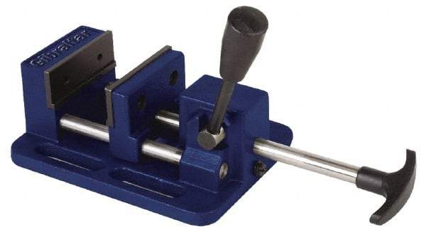 Gibraltar - 3" Jaw Opening Capacity x 1-1/16" Throat Depth, Horizontal Drill Press Vise - 3" Wide Jaw, Stationary Base, Standard Speed, 7-1/4" OAL x 2.975" Overall Height, Cast Iron - A1 Tooling