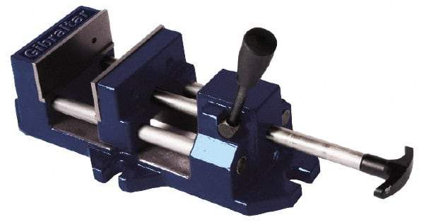 Gibraltar - 6" Jaw Opening Capacity x 1-5/8" Throat Depth, Horizontal Drill Press Vise - 6" Wide Jaw, Stationary Base, Standard Speed, 14-5/8" OAL x 4-1/2" Overall Height, Cast Iron - A1 Tooling