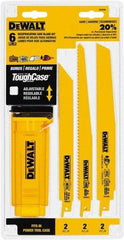 DeWALT - 6 Pieces, 8" to 9" Long x 0.04" Thickness, Bi-Metal Reciprocating Saw Blade Set - Straight Profile, 6 to 14 Teeth, Toothed Edge - A1 Tooling