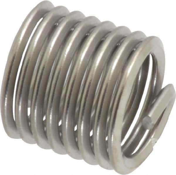 Heli-Coil - M10x1.50 Metric Coarse, 15mm OAL, Free Running Helical Insert - 8 Free Coils, Tanged, 304 Stainless Steel, Bright Finish, 1-1/2D Insert Length - Exact Industrial Supply