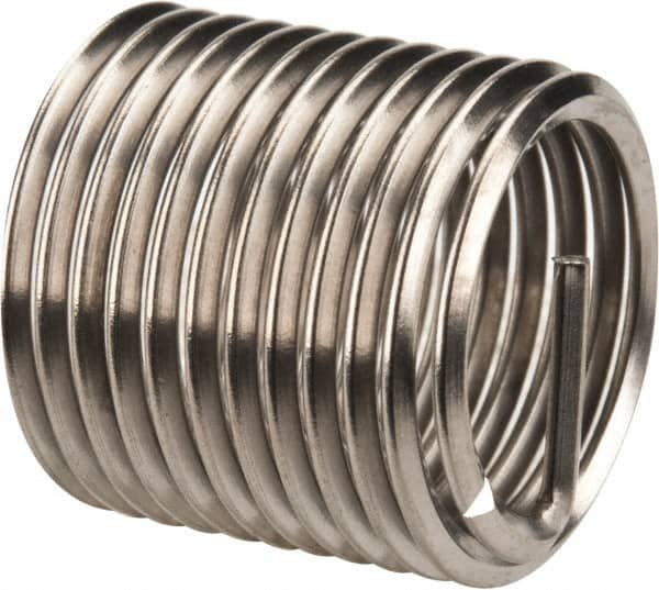 Heli-Coil - M12x1.25 Metric Fine, 18mm OAL, Free Running Helical Insert - 11-5/8 Free Coils, Tanged, 304 Stainless Steel, Bright Finish, 1-1/2D Insert Length - A1 Tooling