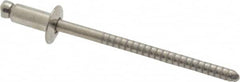 RivetKing - Dome Head Stainless Steel Open End Blind Rivet - Stainless Steel Mandrel, 0.063" to 1/8" Grip, 1/4" Head Diam, 0.129" to 0.133" Hole Diam, 0.275" Length Under Head, 1/8" Body Diam - A1 Tooling