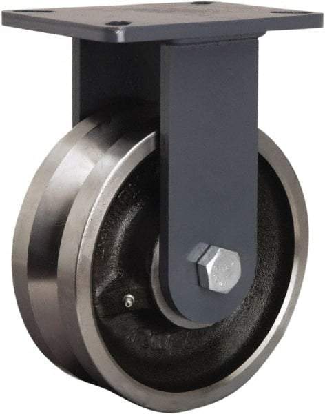 Hamilton - 8" Diam x 3" Wide, Forged Steel Rigid Caster - 4,000 Lb Capacity, Top Plate Mount, 5-1/4" x 7-1/4" Plate, Tapered Roller Bearing - A1 Tooling