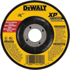 DeWALT - 24 Grit, 6" Wheel Diam, 1/4" Wheel Thickness, 7/8" Arbor Hole, Type 27 Depressed Center Wheel - Zirconia Alumina, Resinoid Bond, 10,100 Max RPM, Compatible with Angle Grinder - A1 Tooling