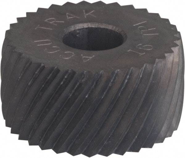 Made in USA - 3/4" Diam, 70° Tooth Angle, 80 TPI, Convex, Form Type Cobalt Right-Hand Diagonal Knurl Wheel - 3/8" Face Width, 1/4" Hole, Circular Pitch, Ferritic Nitrocarburizing Finish, Series KPV - Exact Industrial Supply