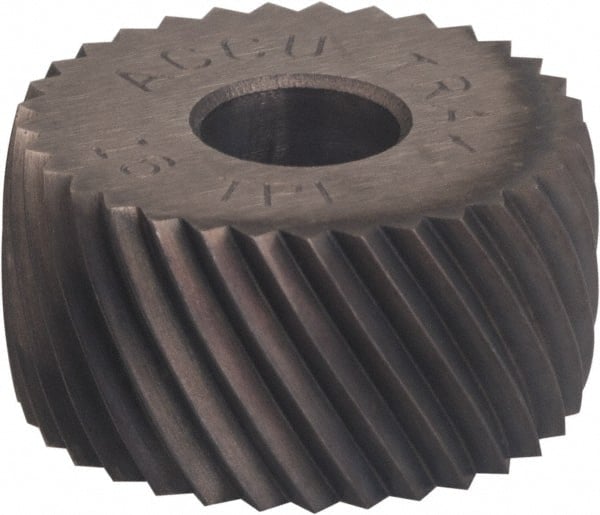 Convex Knurl Wheel: 1/2″ Dia, 80 ° Tooth Angle, Diagonal, Cobalt 3/16″ Face Width, 3/16″ Hole, 128 Diametral Pitch, Helix, Series EPV