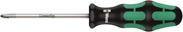 Wera - #2, 10-1/16" OAL, Standard Phillips Screwdriver - 6" Blade Length, Round Shank, Ergonomic Handle - A1 Tooling