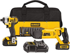 DeWALT - 2 Piece 20 Volt Cordless Tool Combination Kit - Includes 1/4" Impact Driver, Reciprocating Saw, Fast Charger, Contractor Bag & Belt Hook, Lithium-Ion - A1 Tooling