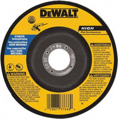 DeWALT - 30 Grit, 9" Wheel Diam, 1/8" Wheel Thickness, 7/8" Arbor Hole, Type 27 Depressed Center Wheel - Aluminum Oxide, 6,600 Max RPM, Compatible with Angle Grinder - A1 Tooling