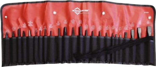 Mayhew - 24 Piece Punch & Chisel Set - 1/4 to 3/4" Chisel, 3/32 to 1/2" Punch, Hex Shank - A1 Tooling