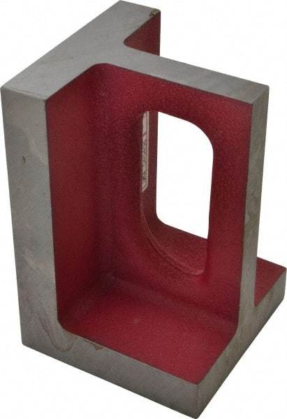 Suburban Tool - 1 Hole, 6" High x 4" Wide x 4" Deep, Right Angle Iron - Cast Iron, Machined, 7/8" Thick, Parallel & Square to within 0.002" per 6" - A1 Tooling