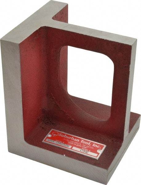 Suburban Tool - 1 Hole, 6" High x 4-1/2" Wide x 5" Deep, Right Angle Iron - Cast Iron, Machined, 7/8" Thick, Parallel & Square to within 0.002" per 6" - A1 Tooling