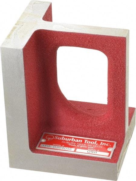 Suburban Tool - 1 Hole, 5" High x 3-3/4" Wide x 4" Deep, Right Angle Iron - Cast Iron, Precision Ground, 3/4" Thick, Parallel to within 0.00025" per 6", Square to within 0.0005" per 6" - A1 Tooling