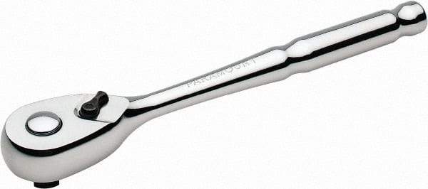 Paramount - 3/8" Drive Pear Head Quick-Release Ratchet - Chrome Finish, 8" OAL, 72 Gear Teeth - A1 Tooling