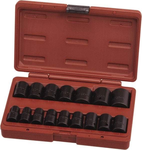 Paramount - 16 Piece 1/2" Drive Standard Impact Socket Set - 6 Points, 10 to 27mm, Metric Measurement Standard - A1 Tooling