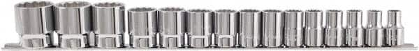 Paramount - 15 Piece 1/2" Drive Chrome Vanadium Finish Socket Set - 12 Points, 10mm to 32mm Range, Metric Measurement Standard - A1 Tooling