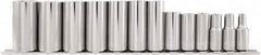 Paramount - 13 Piece 3/8" Drive Chrome Vanadium Finish Deep Well Socket Set - 6 Points, 1/4" to 1" Range, Inch Measurement Standard - A1 Tooling