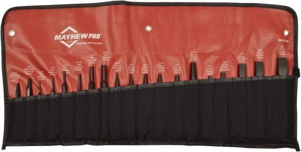 Mayhew - 19 Piece Punch & Chisel Set - 1/8 to 3/4" Chisel, 1/8 to 3/8" Punch, Hexagon Shank - A1 Tooling