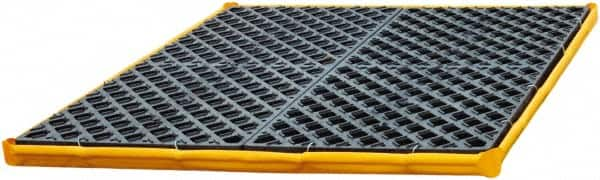 UltraTech - 55 Gal Sump, 2,400 Lb Capacity, 4 Drum, Polyethylene Spill Deck or Pallet - 48" Long x 48" Wide x 7" High, Yellow and Black, Drain Included, Low Profile, 2 x 2 Drum Configuration - A1 Tooling