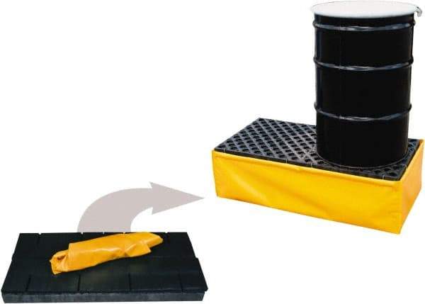 UltraTech - 55 Gal Sump, 1,200 Lb Capacity, 2 Drum, Polyethylene Spill Deck or Pallet - 48" Long x 24" Wide x 14" High, Yellow and Black, Drain Included, Inline Drum Configuration - A1 Tooling