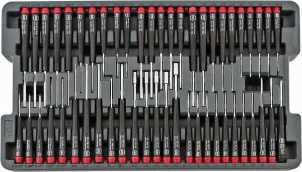 Wiha - 51 Piece Hex, Nut Driver, Phillips, Slotted & Torx Screwdriver Set - Bit Sizes: Hex SAE 0.028, 0.035, 0.05, 1/16, 5/64, 3/32, 7/64, 1/8, 9/64 & 5/32, Philips #000 to #1, Torx T1, T2, T3, T4, T5, T6, T7, T8, T9 & T10 - A1 Tooling