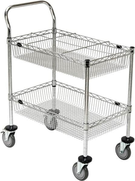 Value Collection - 300 Lb Capacity, 18" Wide x 30" Long x 40" High Wire Cart - 2 Shelf, Steel, 2 Rigid/2 Swivel Casters - A1 Tooling