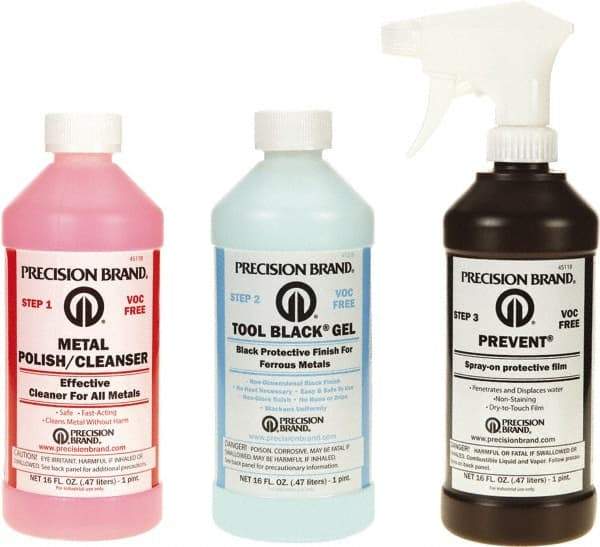 Precision Brand - 1 Pint Bottle Tool Black Gel Kit - 1 Pint Tool Black Gel, 1 Pint Metal Polish Cleanser and 1 Pint Prevent - A1 Tooling