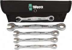 Wera - 4 Piece, 7/16" to 3/4", 12 Point Combination Wrench Set - Inch Measurement Standard, Satin Finish, Comes in Cordura Nylon Roll - A1 Tooling