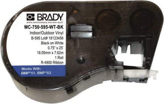 Brady - 3/4" Wide, Black & White Vinyl Labels - For BMP41 Label Printer, BMP51 Label Printer, BMP53 Label Printer - A1 Tooling