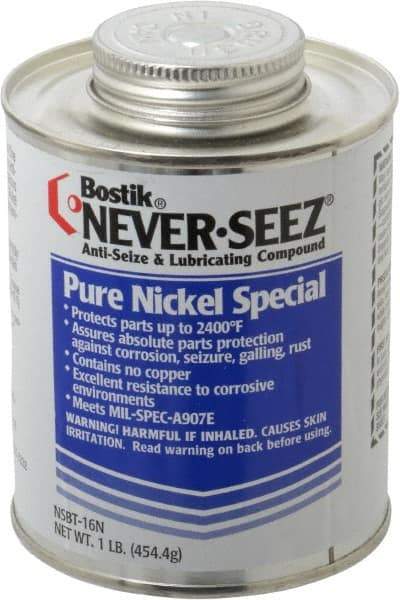 Bostik - 1 Lb Can Extreme Pressure, High Temperature Anti-Seize Lubricant - Nickel, -297 to 2,400°F, Silver Colored, Water Resistant - A1 Tooling