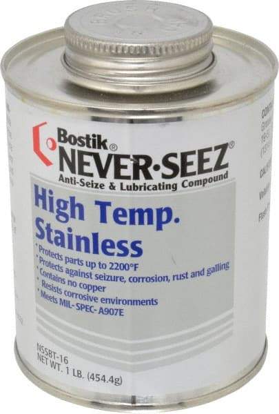 Bostik - 1 Lb Can High Temperature Anti-Seize Lubricant - Stainless Steel, -297 to 2,200°F, Silver Gray, Water Resistant - A1 Tooling