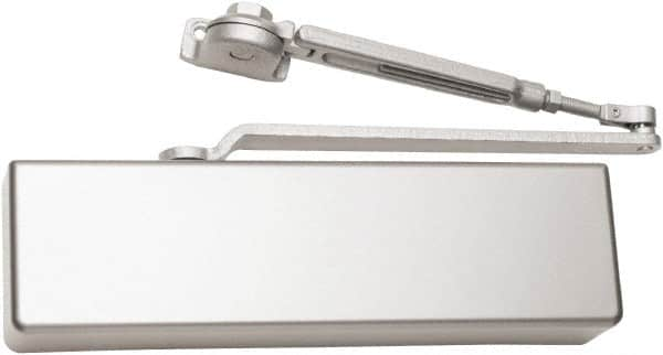 Falcon - 54" Door Width, 13-5/8" Closer Body Length, Heavy-Duty Door Closer to Full Cover to Hold Open Manual Damper - Aluminum Finish - A1 Tooling