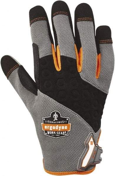 Ergodyne - Size S (7) Polyester Blend Work Gloves - For Mechanic's & Lifting, Uncoated, Hook & Loop Cuff, Full Fingered, Black/Gray, Paired - A1 Tooling